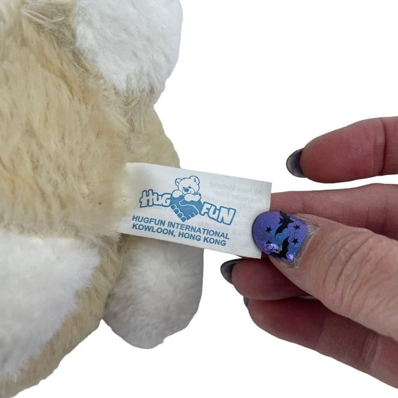 Hug Fun Cream Bunny Rabbit Plush 7" Purple Floral Bow Pink Glitter Ears Easter - Picture 6 of 6